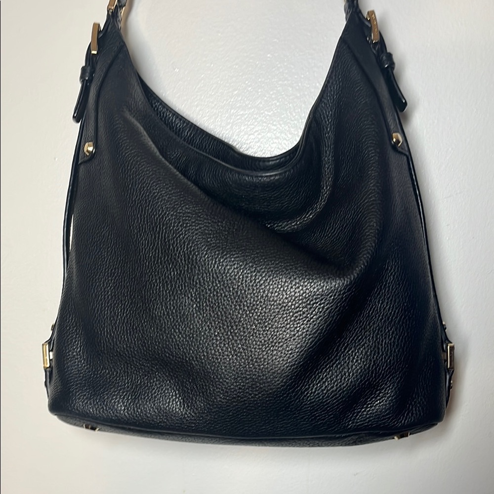 Michael Kors Black Hobo Bag Sleek Leather Design - Picture 2 of 13